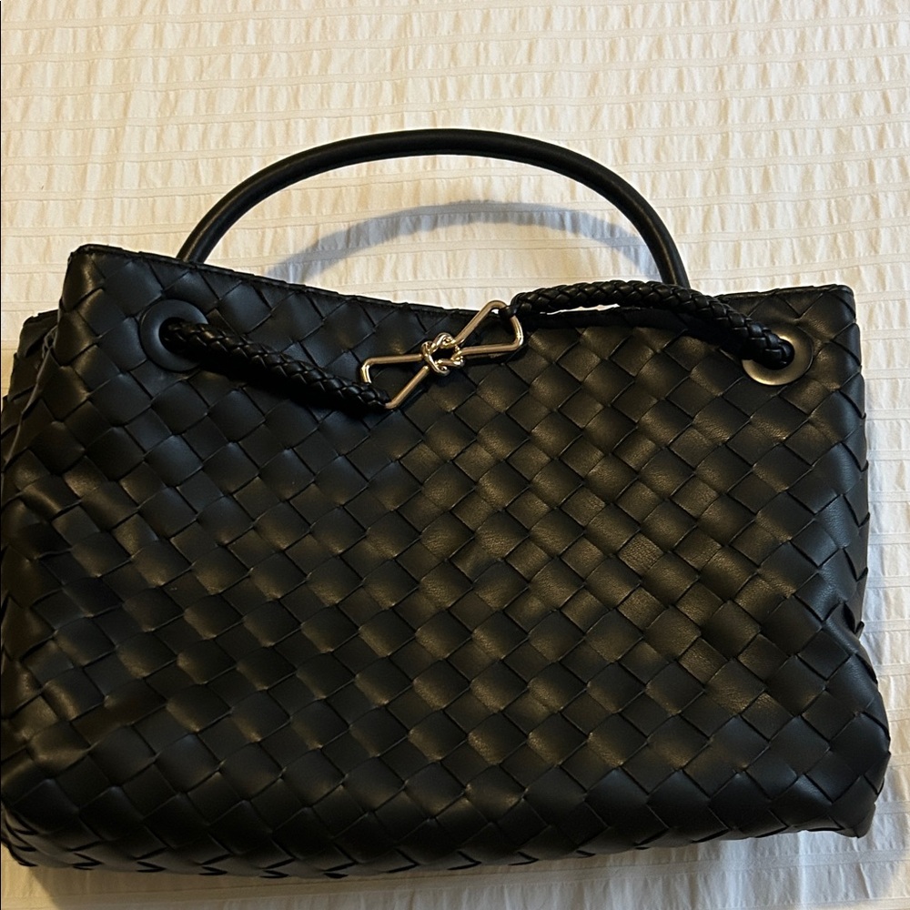 Elegant Black Woven Tote Bag